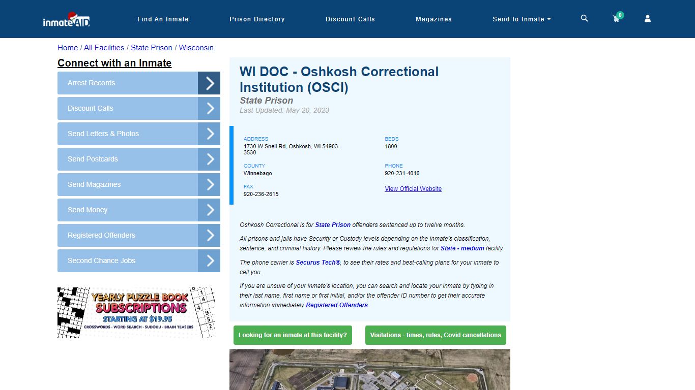 WI DOC - Oshkosh Correctional Institution (OSCI) & Inmate Search ...
